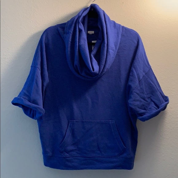 NWT J. Crew Factory Blue Cowl Neck SS Sweatshirt - Picture 2 of 6